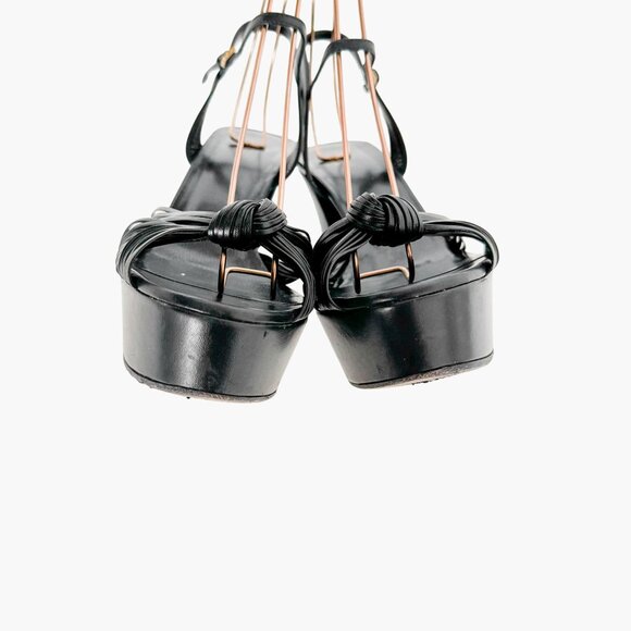 Gucci Allie Knotted Platform Sandals EU 40 US 10 Black Crawford Block High Heel - Picture 5 of 13